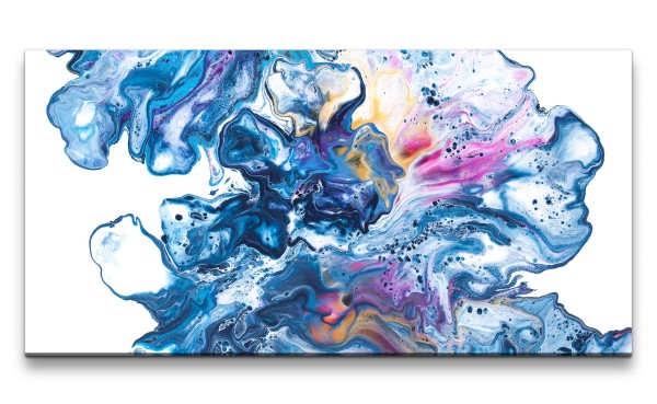 Leinwandbild 120x60cm Abstrakte Farben Fließend Acrylic Fluid Dekorativ Schön