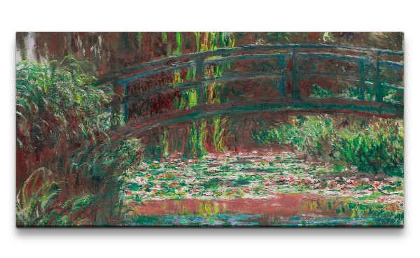 Remaster 120x60cm Claude Monet Impressionismus weltberühmtes Wandbild Water Lily Pond Holzbrücke