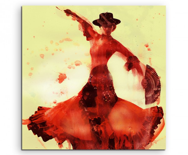 Flamenco Dancer 60x60cm Aquarell Art Leinwandbild