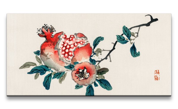 Remaster 120x60cm Traditionelle japanische Kunst Zeitlos Beruhigend Harmonie Dekorativ Granatäpfel