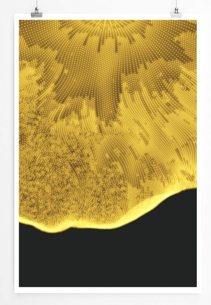 60x90cm Poster Digitale Grafik  Gelbe Strukturen auf schwarzem Grund