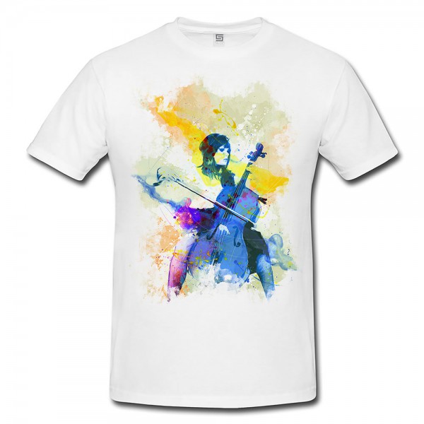 Chello Spielerin I Herren T- Shirt , Stylisch aus Paul Sinus Aquarell Color
