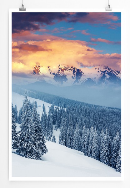 90x60cm Poster Fantastische Winterlandschaft Ukraine