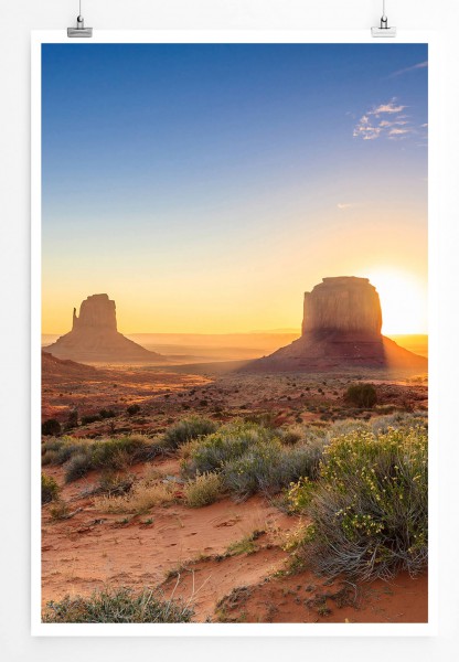 Landschaftsfotografie 60x90cm Poster Monument Valley im Zwielicht USA