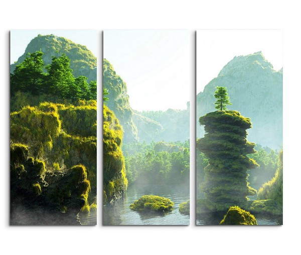 Breath Taking Jungle River Fantasy Art 3x90x40cm