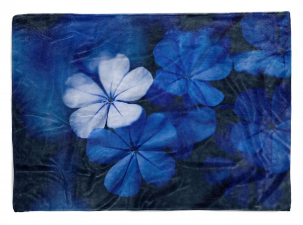 Handtuch Strandhandtuch Saunatuch Kuscheldecke mit Fotomotiv Blaue Blumen Blüte