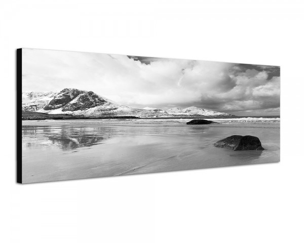 150x50cm Norwegen Fjord Berge Schnee Meer Wolken