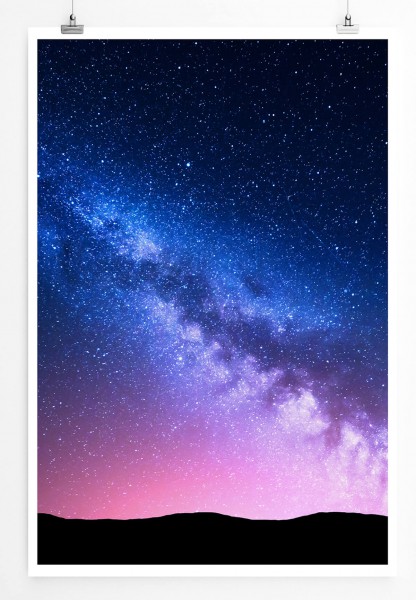 Landschaftsfotografie  Milchstraße im pinken Sternenhimmel 60x90cm Poster