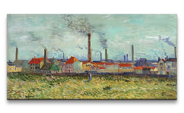 Remaster 120x60cm Vincent Van Gogh Impressionismus Weltberühmtes Gemälde Fabriken Schornsteine zeitl